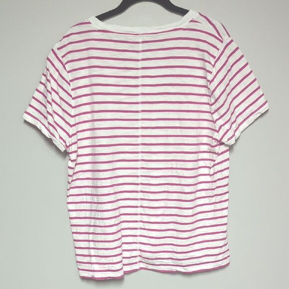 J. Crew Pink and White Striped Girlfriend Tee - Picture 4 of 5